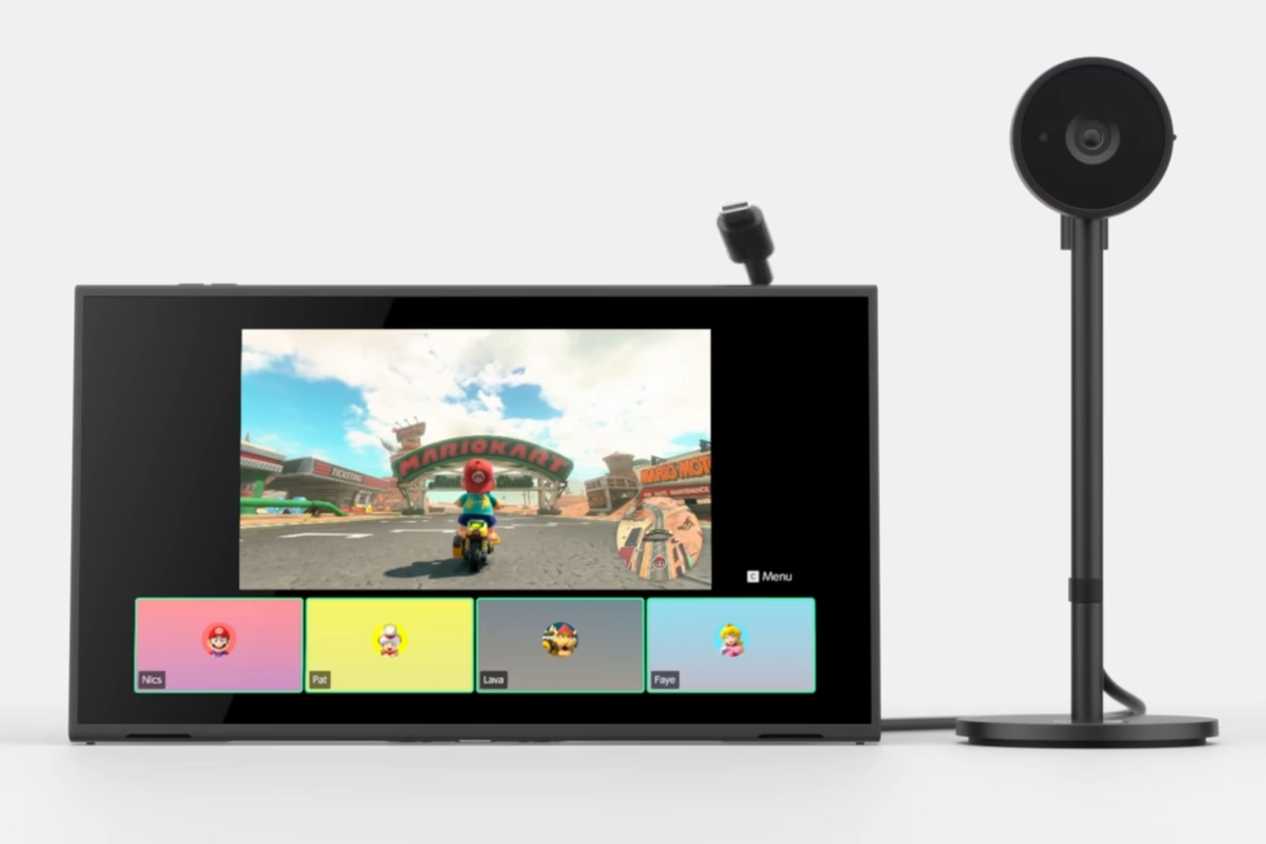 Nintendo Switch 2 system showcasing gamechat with camera