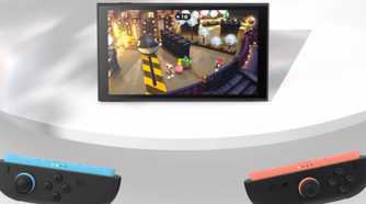 Nintendo Switch 2 Joycons in front handheld console