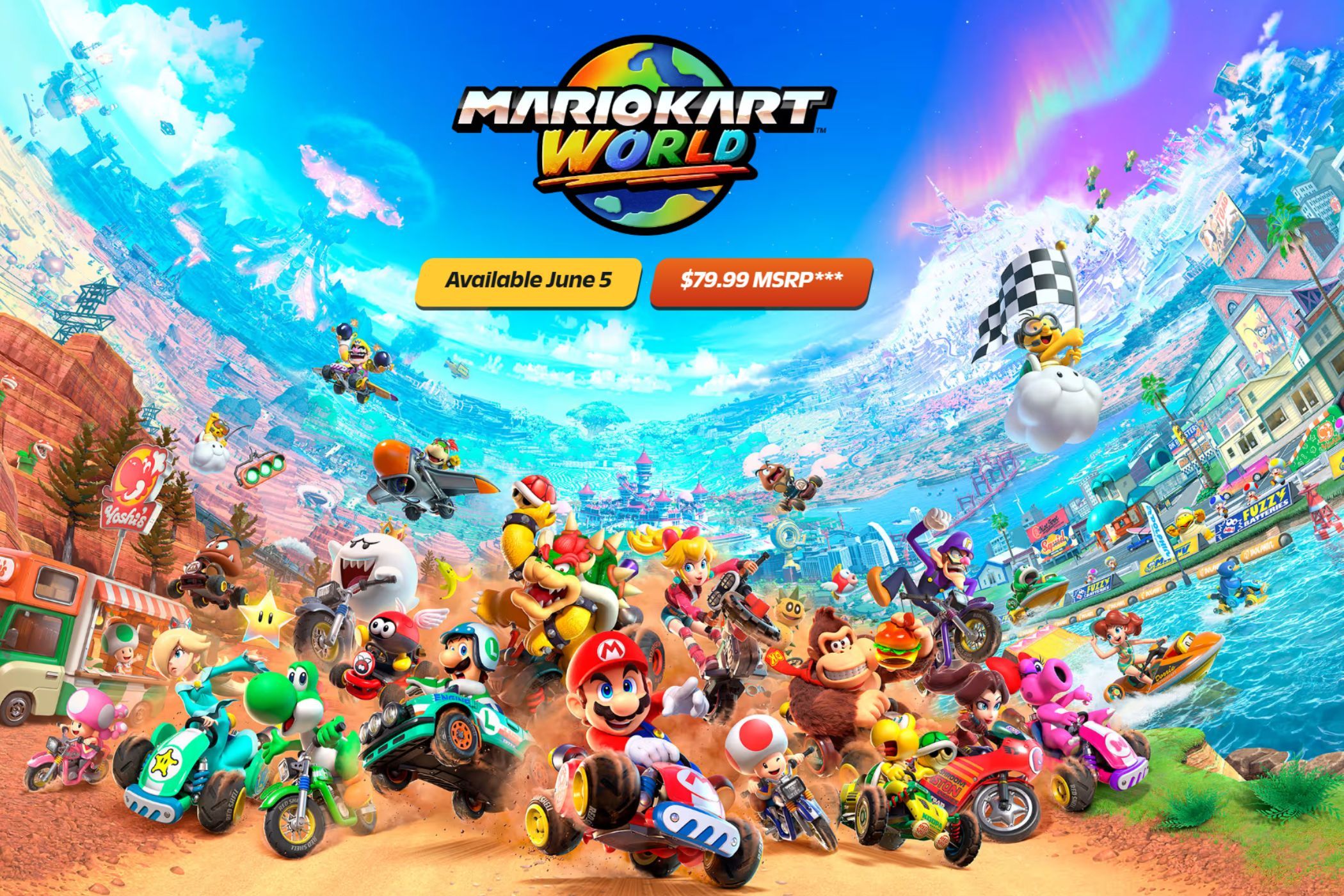 Mario Kart World price with racers