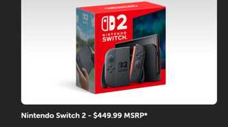 Nintendo Switch 2 price on Nintendo Website