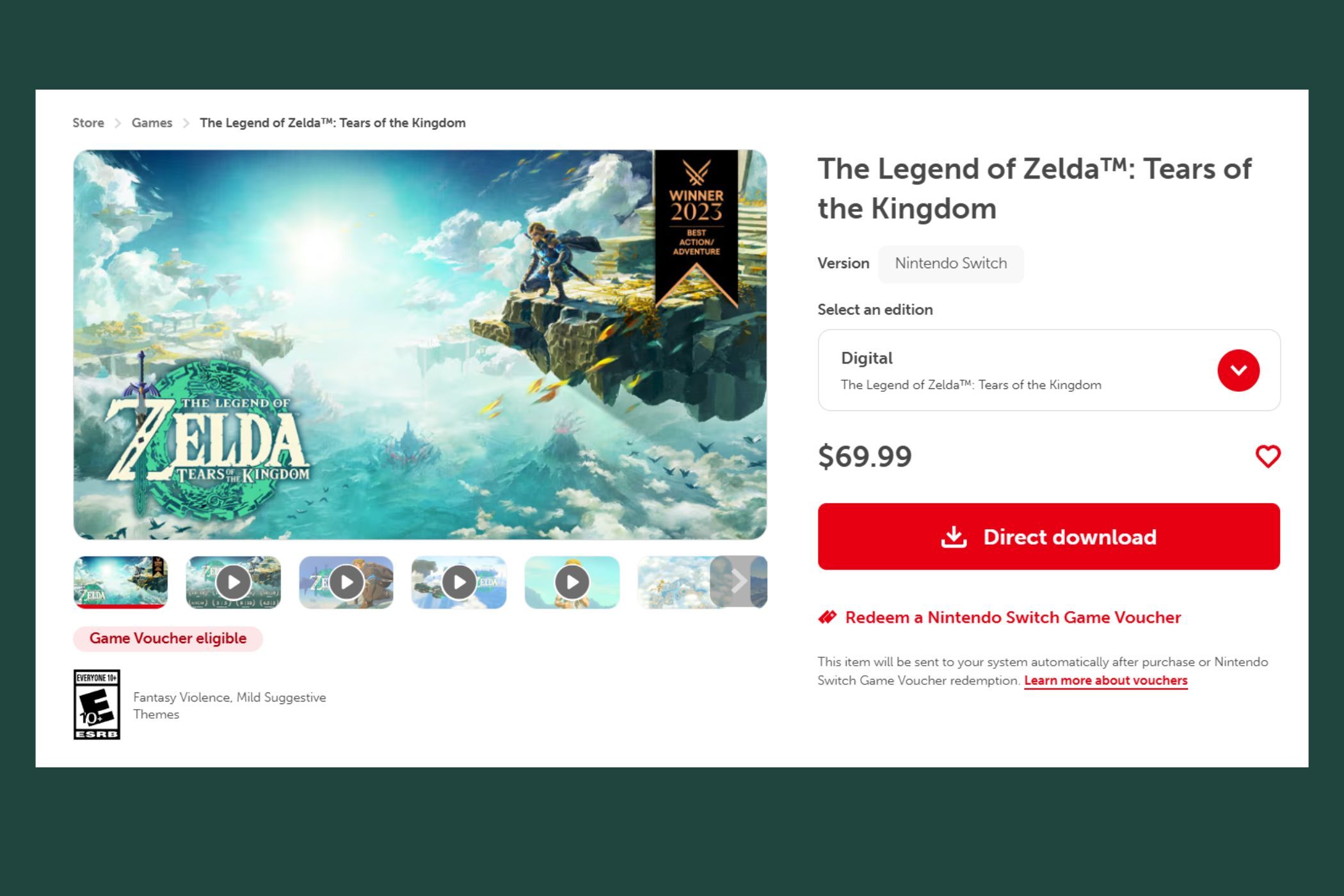 Nintendo Switch Zelda Tears of the Kingdom Price