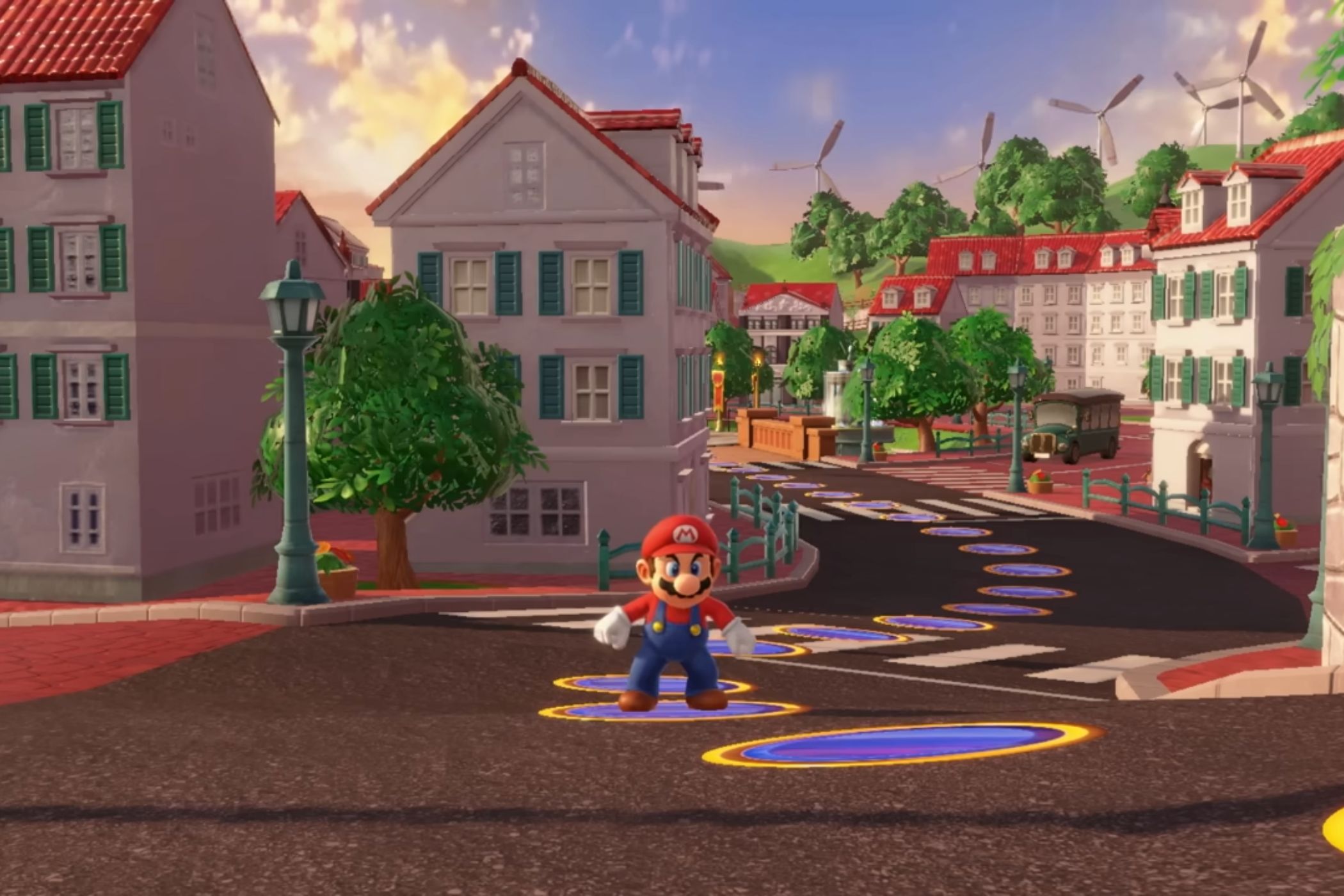 Mario Party Jamboree Nintendo Switch 2 upgrade Mario standing on street