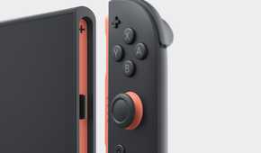 Close-up of a Joy-Con 2 approaching the Nintendo Switch 2 console unit