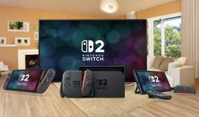 Three Nintendo Switch two units in various configuration modes, including handheld, tabletop, and TV mode