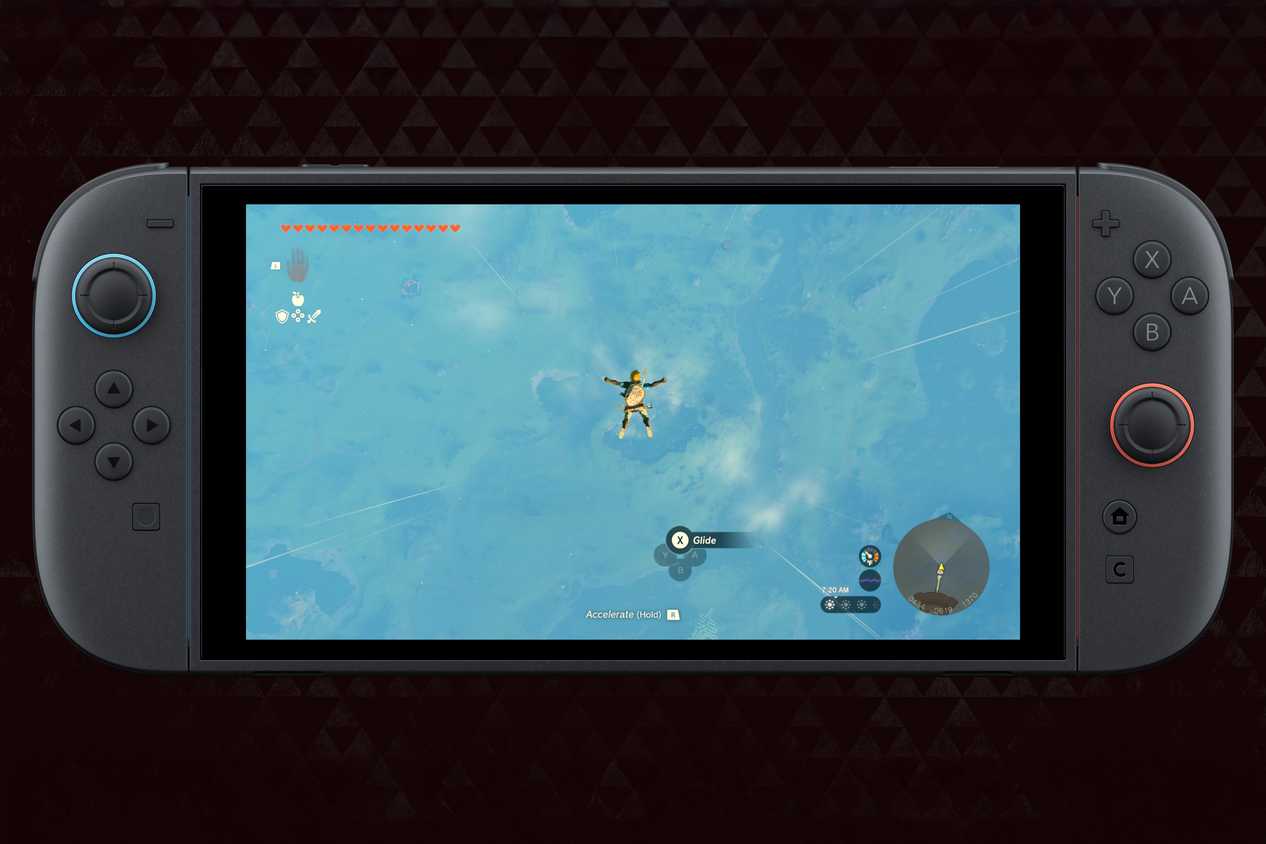 A Nintendo Switch 2 running The Legend of Zelda tears of the Kingdom