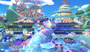 Screenshot of Kirby and the Forgotten Land plus Star-Crossed World on the Nintendo Switch 2