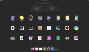NixOS 21.11 GNOME main menu