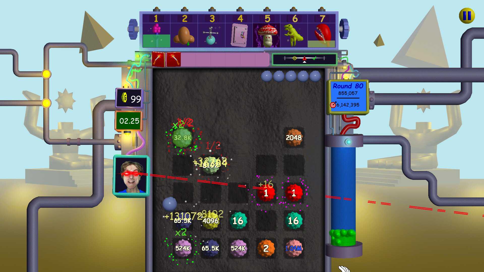 Nubby's Number Factory a game on round 80