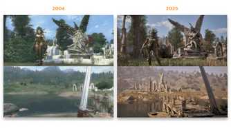 Side-by-side comparison of Oblivion's original 2006 graphics and the updated visuals from Oblivion Remastered.