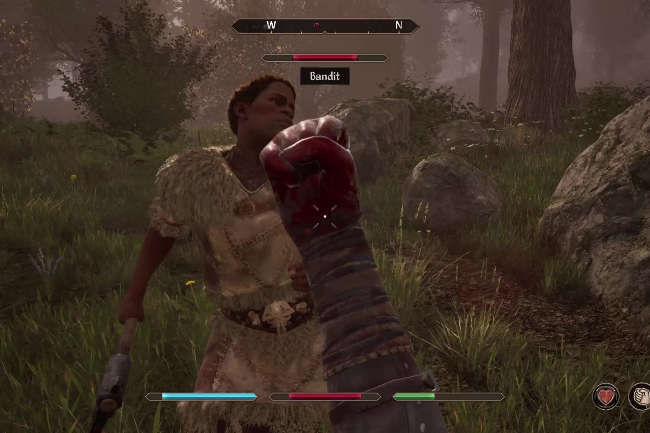 Oblivion Remastered player punching bandit