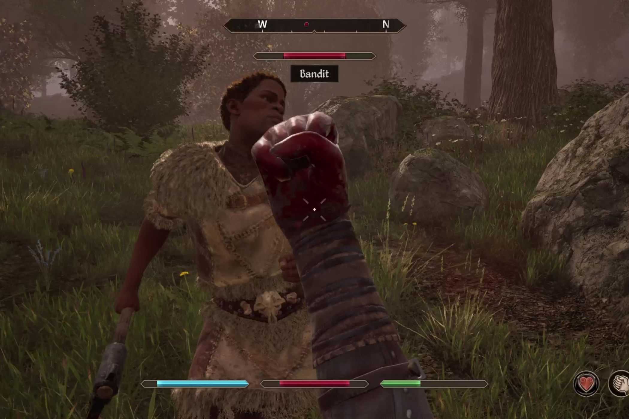 Oblivion Remastered player punching bandit