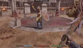 Oblivion Remastered player fighting in pit