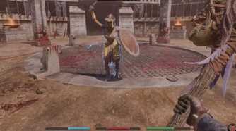 Oblivion Remastered player fighting in pit