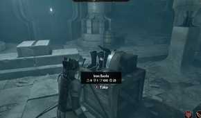 Oblivion Remastered Player collecting iron boots in dungeon