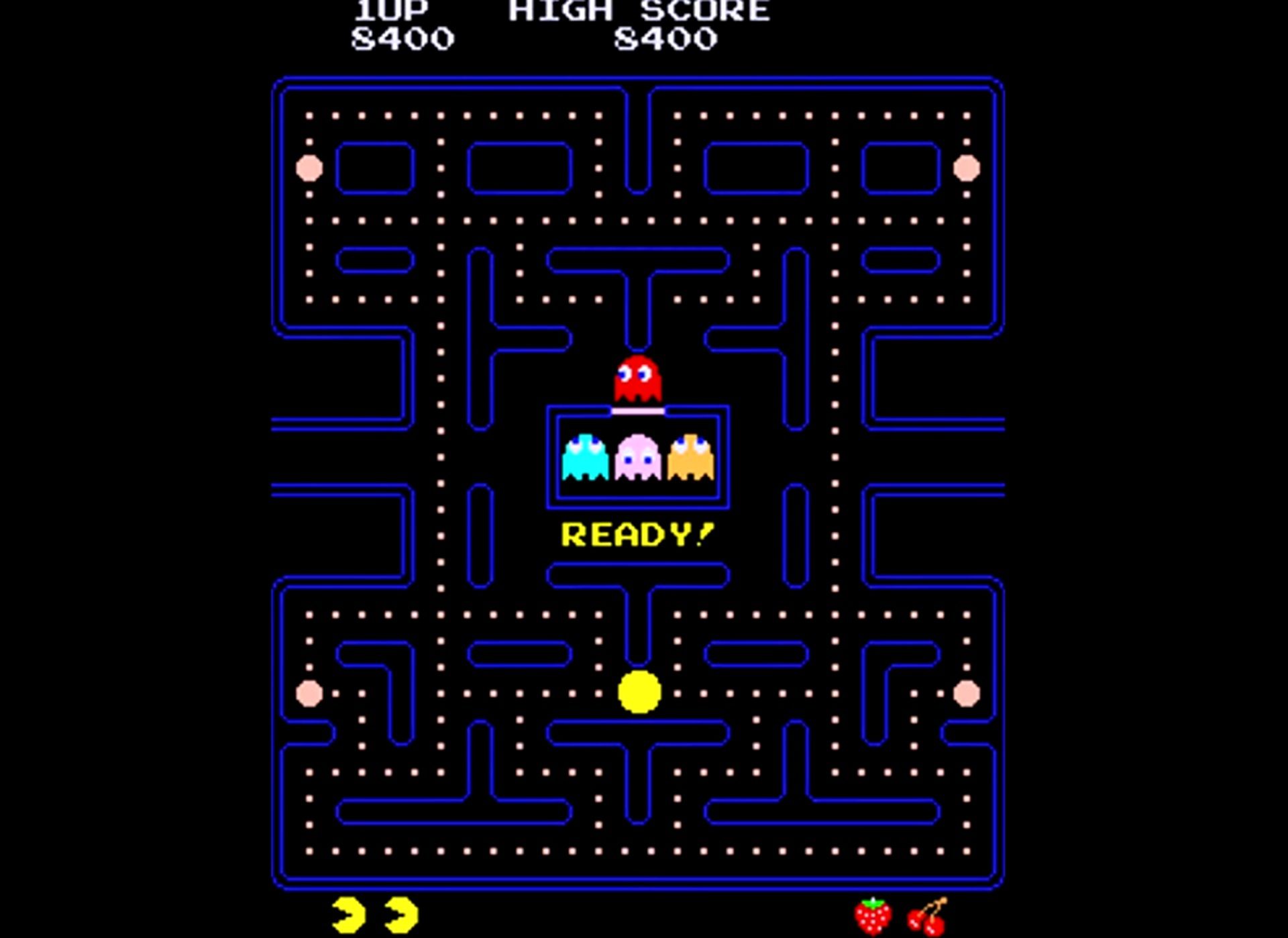 A screenshot of gameplay of Pac-Man
