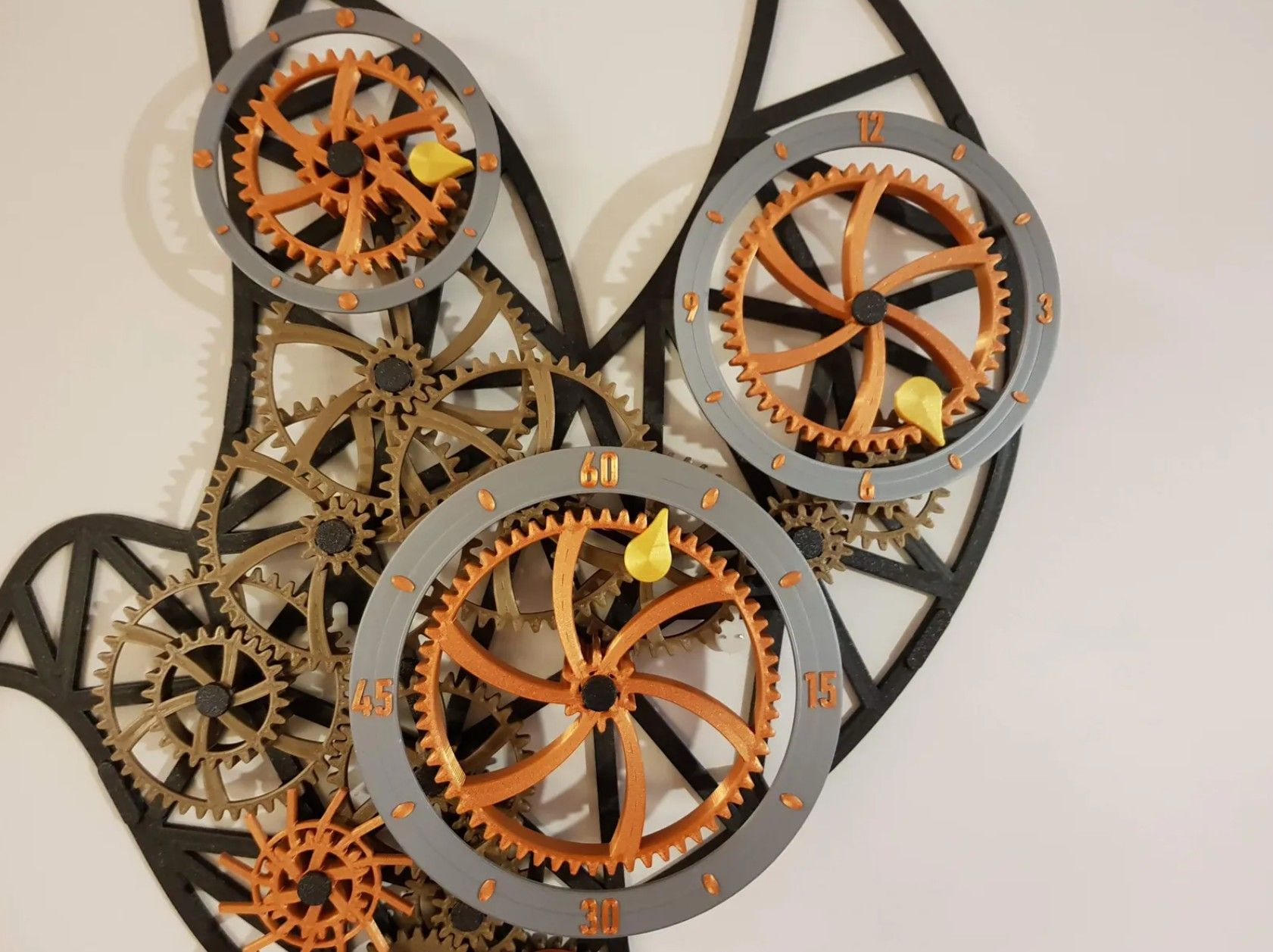The parts of the mechanical wall clock