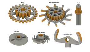 The various parts of the mechanical wall clock