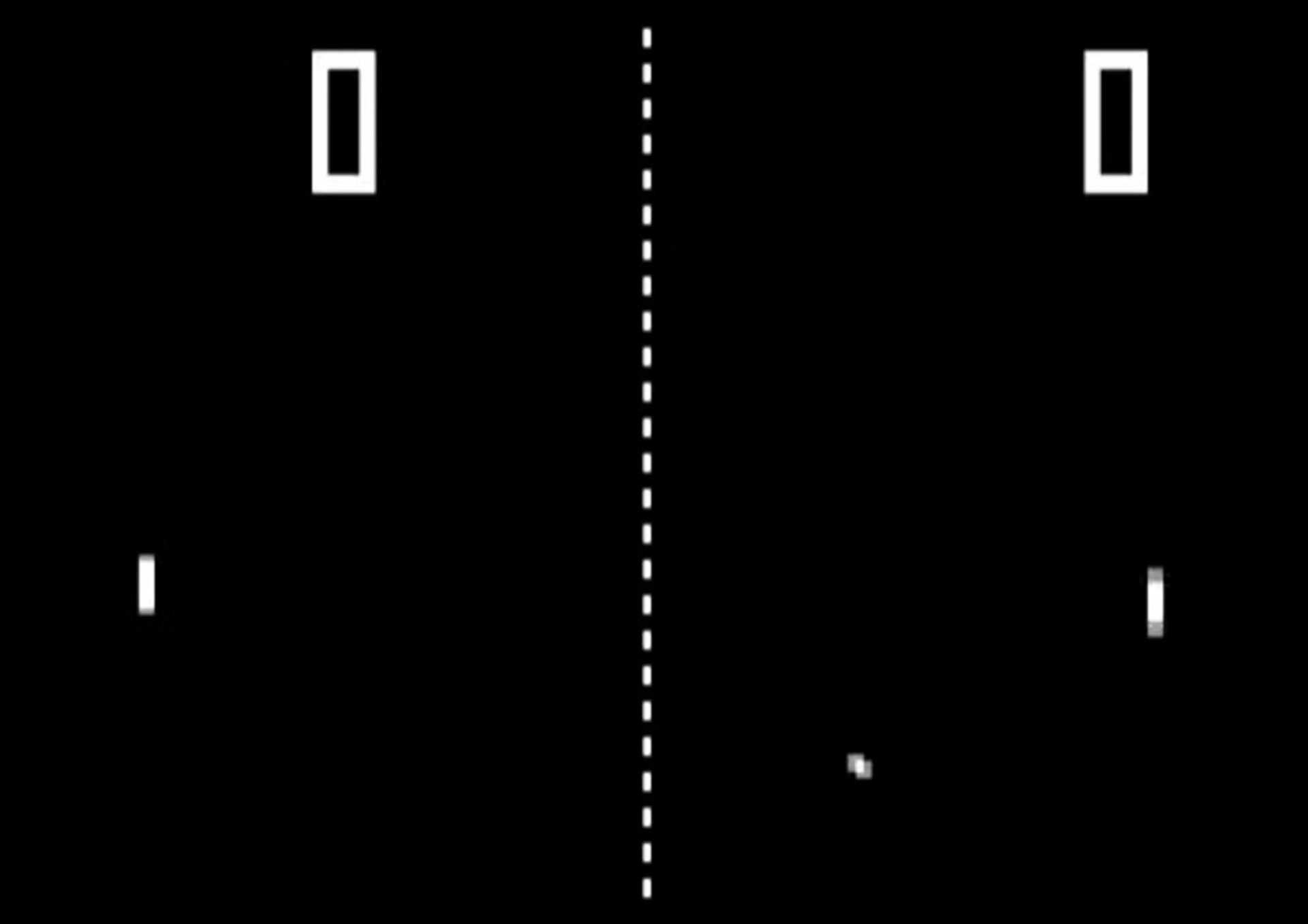 A screenshot of gameplay of Pong