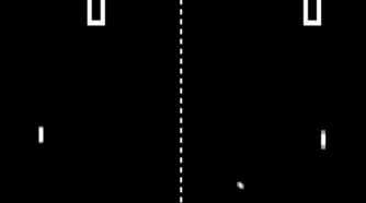 A screenshot of gameplay of Pong