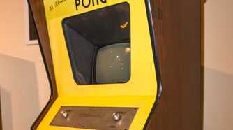 A photo of the Pong arcade cabinet.