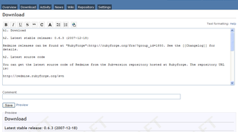 screenshot of redmine project management software