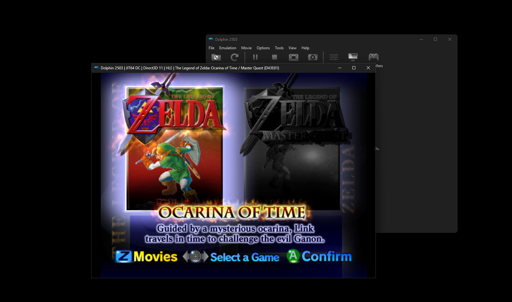 Dolphin running Zelda Master Quest