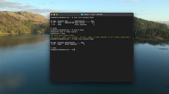 A screenshot of Taskwarrior on macOS