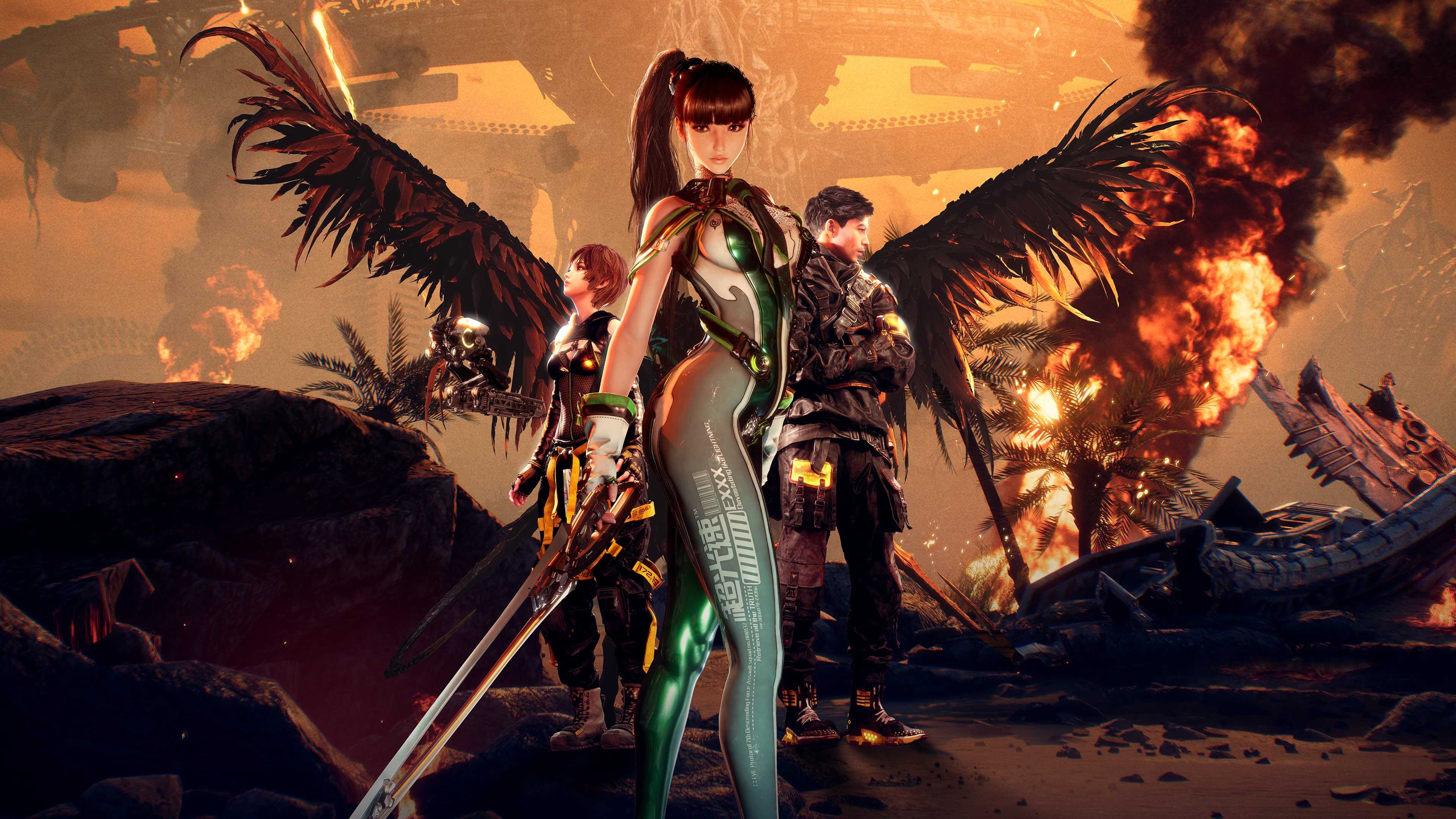 Stellar Blade even posing with Lily and Adam behind her