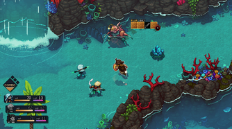 sea of stars combat near a waterfall