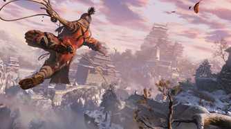 An image from the game Sekiro: Shadows Die Twice, showing Wolf, the protagonist, leaping into the air.