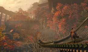 An image from the game Sekiro: Shadows Die Twice, showing Wolf, the protagonist, walking on a rooftop.