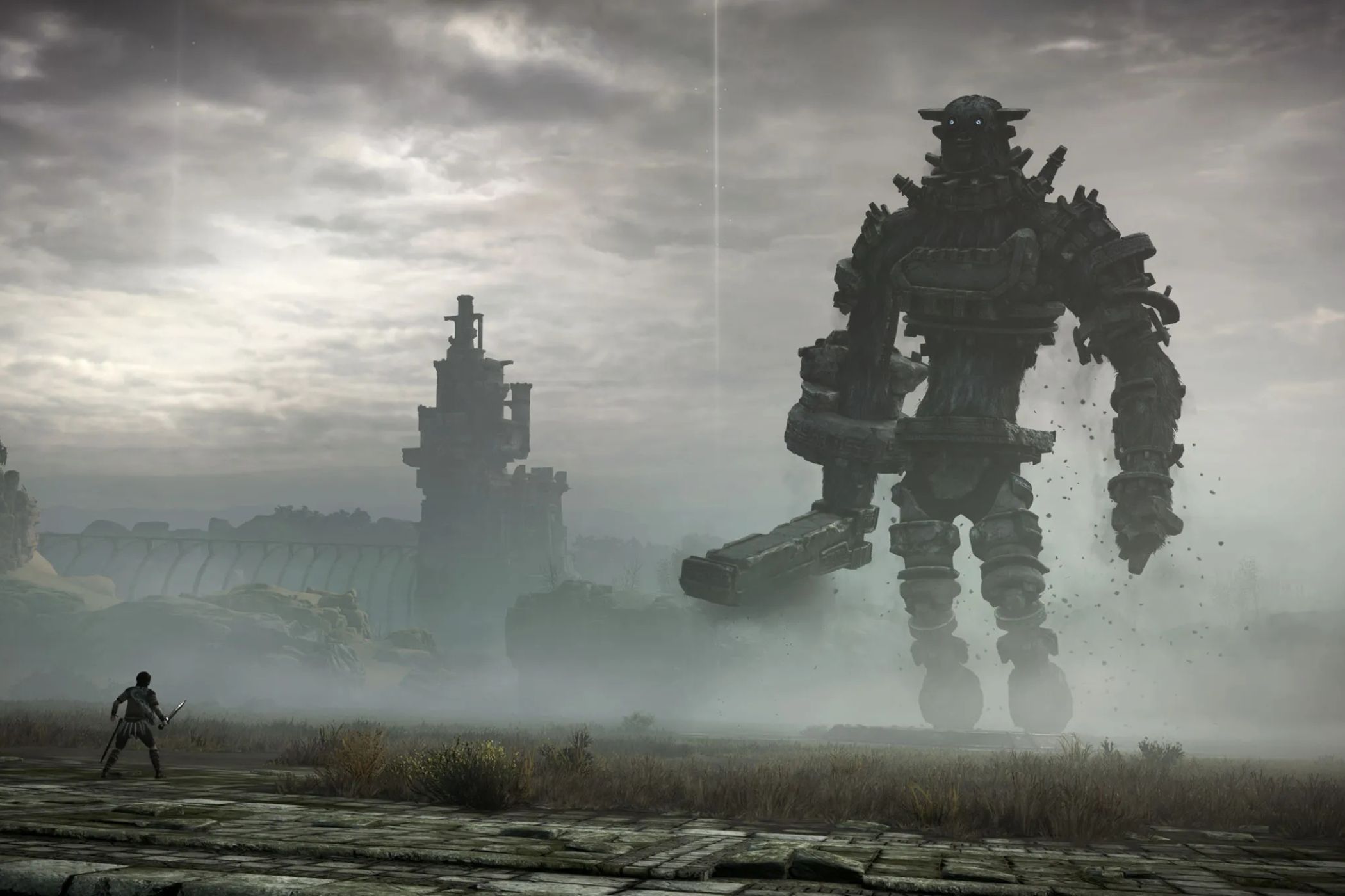 Wander and a Colossus in Shadow of the Colossus