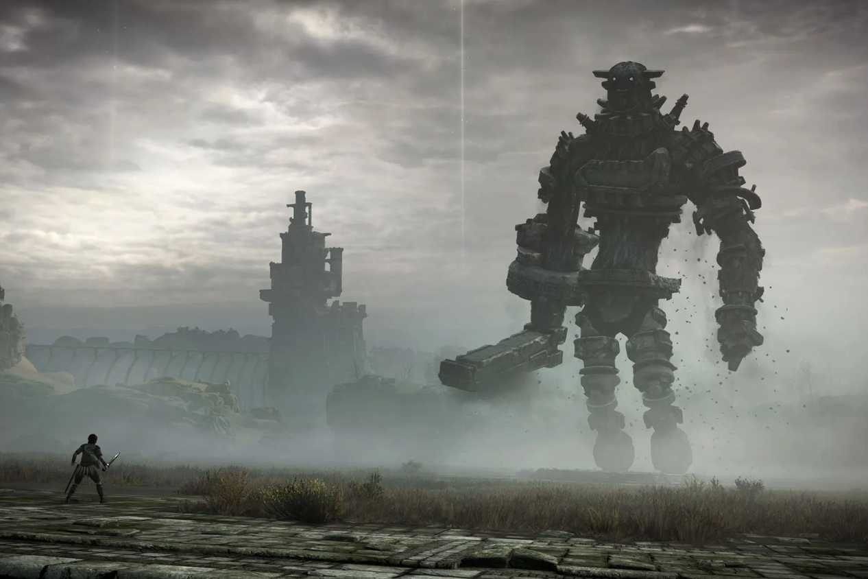 Wander and a Colossus in Shadow of the Colossus