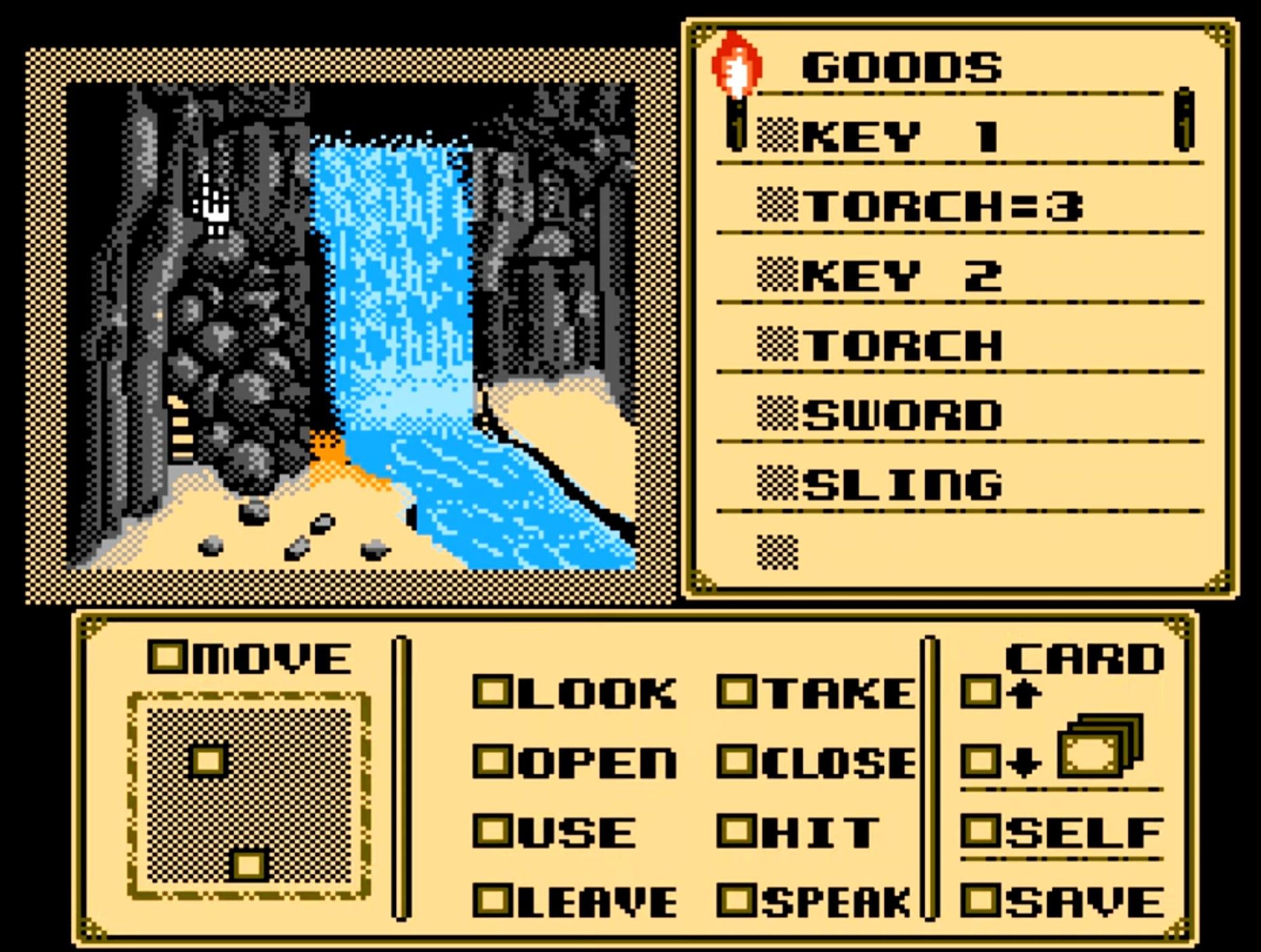 Searching the room with the waterfall Shadowgate NES
