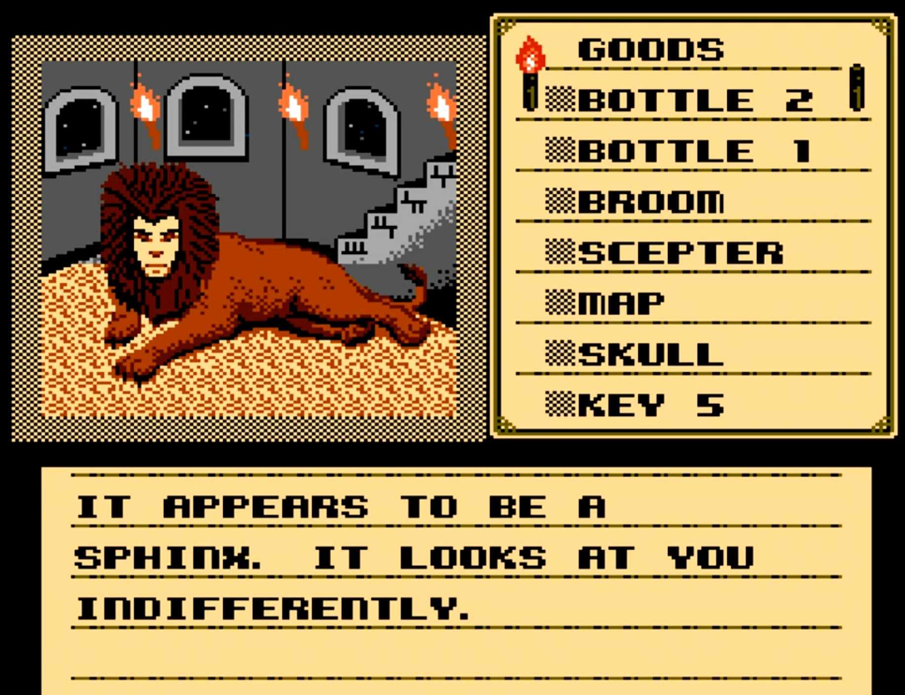 Solving the Sphinx's puzzle in Shadowgate NES