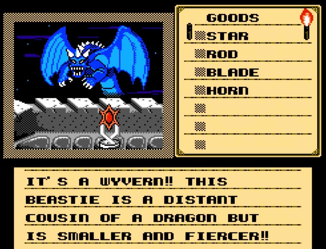 Solving the Wyvern puzzle in Shadowgate NES