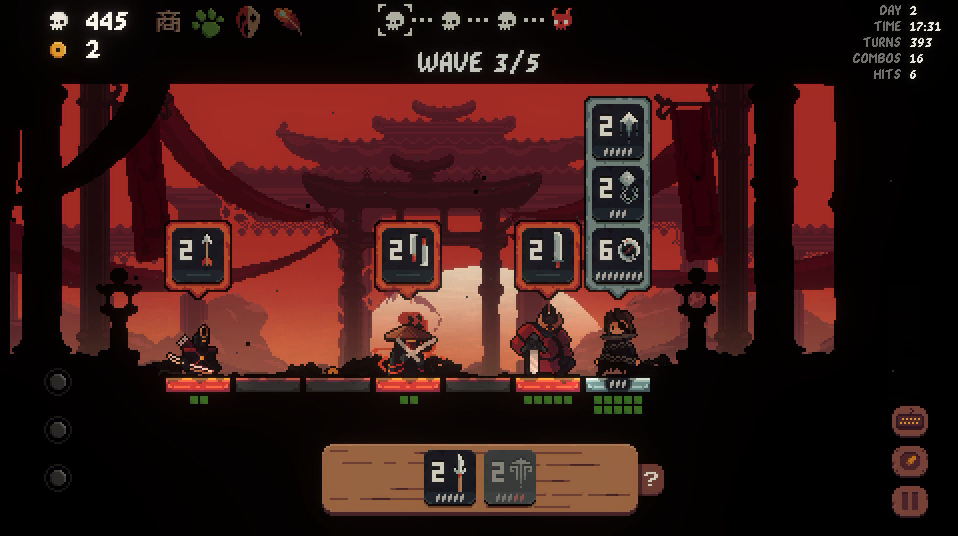 Shogun Showdown three weapon attack queued up