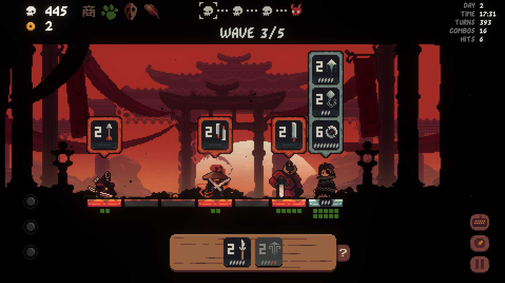 Shogun Showdown three weapon attack queued up
