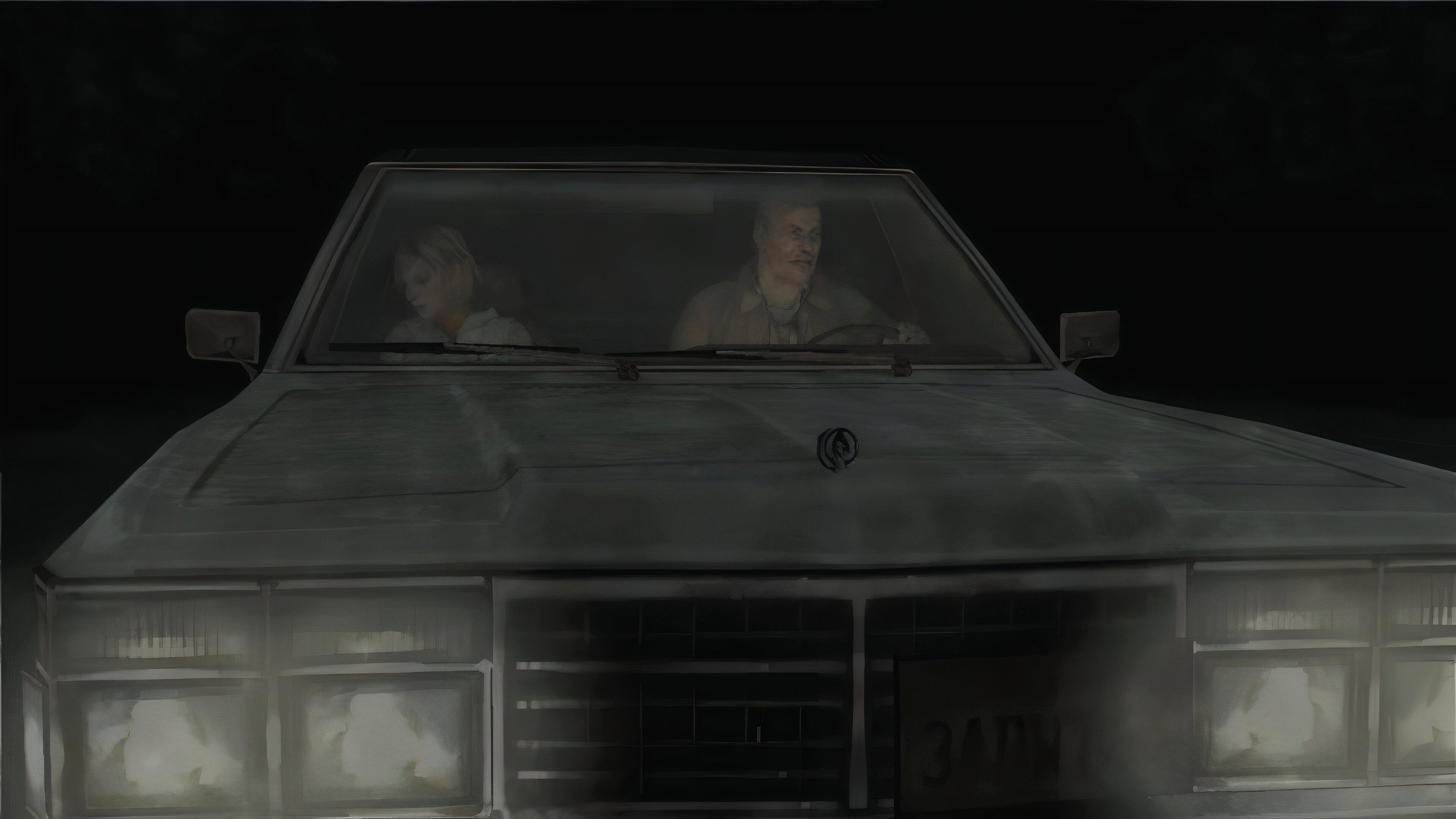 A screenshot from the 2012 game "Silent Hill HD Collection", showing Heather Mason in a car.