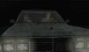 A screenshot from the 2012 game "Silent Hill HD Collection", showing Heather Mason in a car.