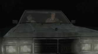 A screenshot from the 2012 game "Silent Hill HD Collection", showing Heather Mason in a car.