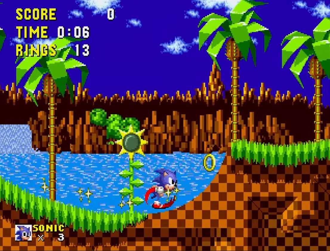 A screenshot of gameplay of Sonic the Hedgehog