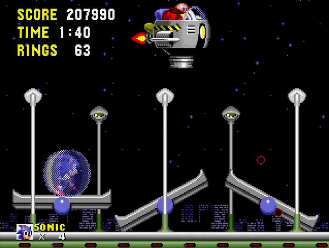 A screenshot of gameplay of Sonic the Hedgehog