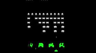A screenshot of gameplay of Space Invaders.