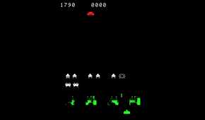 A screenshot of gameplay of Space Invaders.
