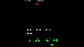 A screenshot of gameplay of Space Invaders.