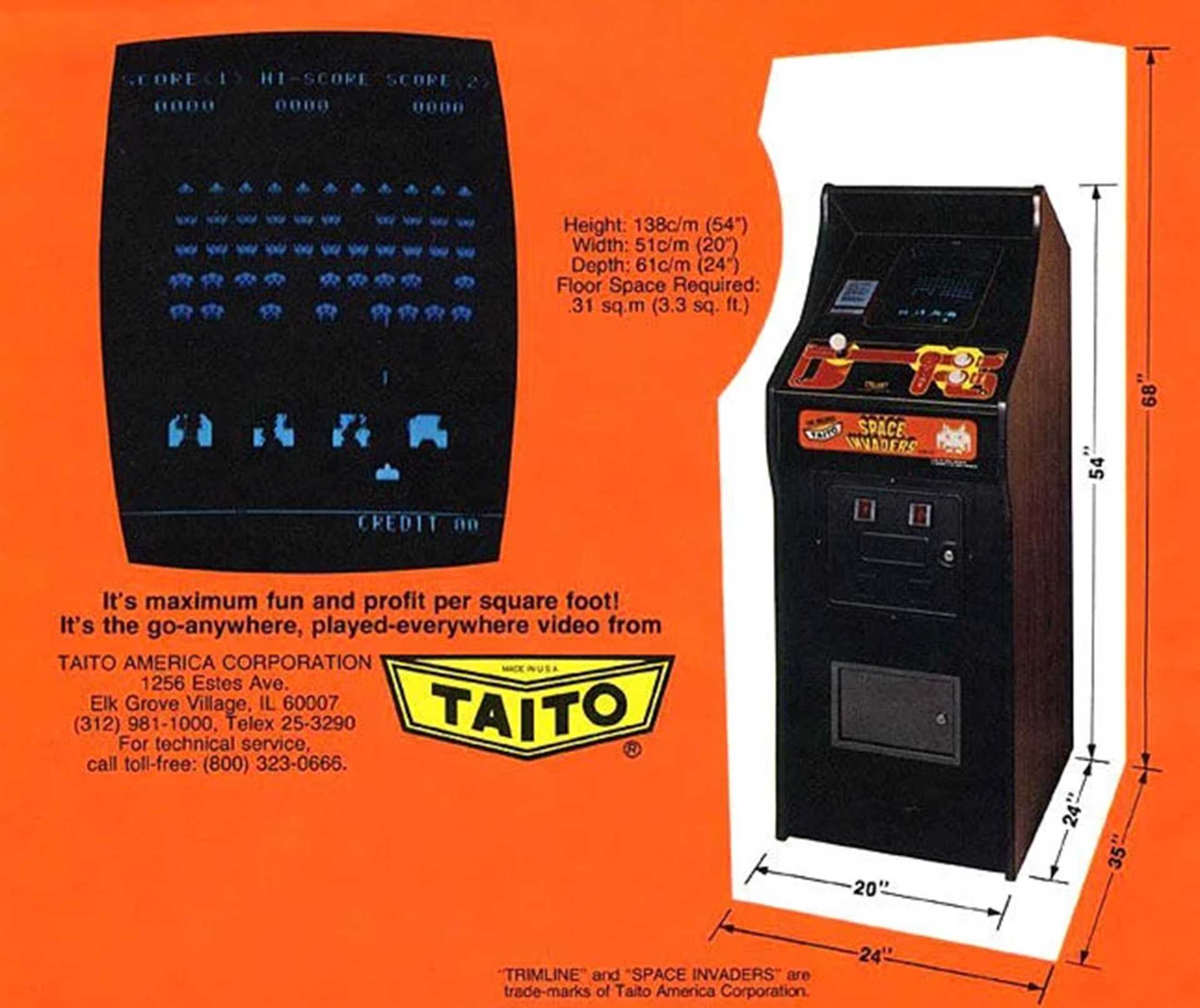 A promo image of the Space Invaders arcade cabinet.