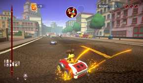 An official image of Odie with mushrooms in Garfield Kart - Furious Racing