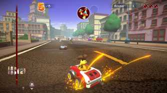An official image of Odie with mushrooms in Garfield Kart - Furious Racing