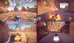 An official screenshot of Garfield Kart - Furious Racing's multiplayer